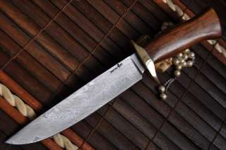 CUSTOM MADE DAMASCUS HUNTING KNIFE BOWIE KNIFE   PERKINS ENGLISH 