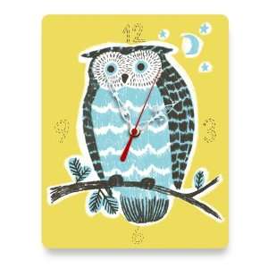  Night Owl Clock, Blue & Yellow