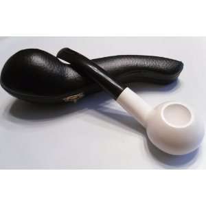 Meerschaum Smoking Pipe   Smooth Thick Bowl, Billiard Style, Curved 