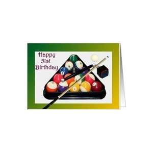   Age Specific 51st ~ Racked Pool Balls, Cue & Chalk Card Toys & Games