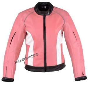 LADIES LEATHER JACKET Motorcycle Riding ARMOR PINK XL 