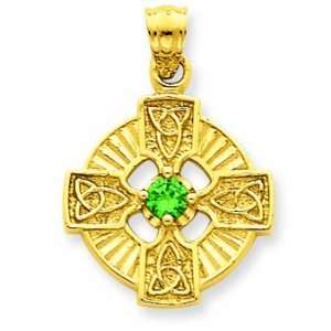  14k Celtic Circle With Green Cz Stone Pendant Jewelry