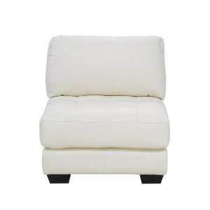   Zen White Armless Leather Tufted Seat Chair by Diamond