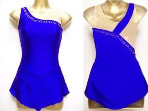 NEW Blue Sparkle Ice Figure Skating Competition Dress w Crystals AL 