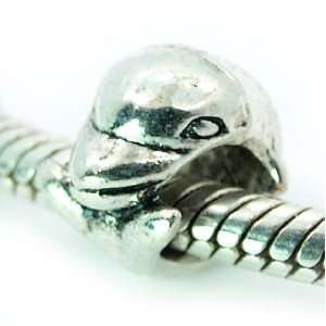  ()  Dolphin  Antiqued Silver Bead Charm 