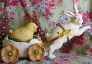 Bethany Lowe Easter Giant Spring Carriage Ride Bunny with Chick Cart 