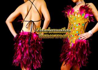PINK Feather PHOENIX FANCY Drag CORSET BURLESQUE Dress  