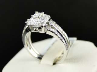   PRINCESS DIAMOND SOLITAIRE WEDDING ENGAGEMENT DUO RING SET 1/2 CT