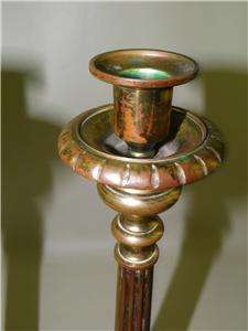 Antique Figural Brass Ornate Church Altar Candleholders  