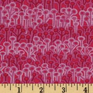  44 Wide Victoria Floral Stems Bright Pink Fabric By The 