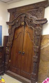 Large Hand Carved Balinese Double Door Set   Beautiful Details!  