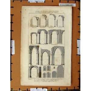    Antique Print C1800 1870 Saxon Architecture Arches