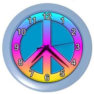  Colorful Peace Sign Design Plastic 10 inch Wall Clock 