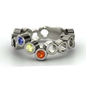   Three Gems, Round Peridot Sterling Silver Ring with Fire Opal: Jewelry