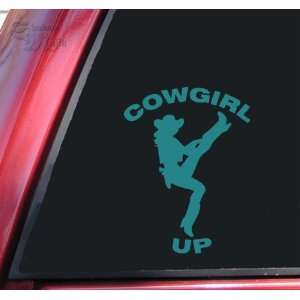 Cowgirl Up Vinyl Decal Sticker   Teal