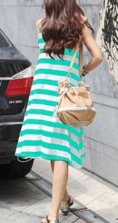 Womens Beach Sundress Blue & White Stripe Dress *052  