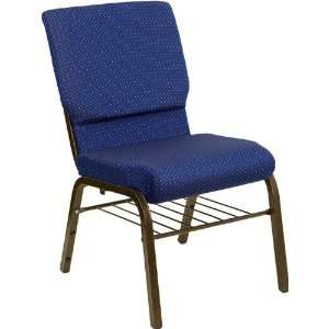  Flash Furniture Blue Patterned Church Chair w/Book Basket 