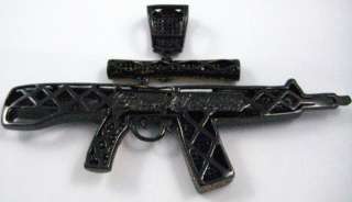 AK 47 CHARM BLACK & YELLOW GUN UZI DIAMOND STYLE BLING  