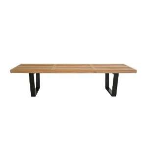  Nelson Style Wooden Bench Natural: Home & Kitchen
