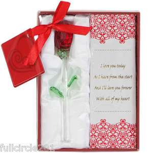 VALENTINES DAY RED GLASS ROSE GIFT BOX SET  