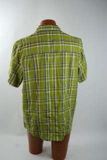 Prana Shamus Short sleeve Shirt Mens Large Green Plaid  