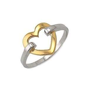  Two Tone Open Heart Ring 