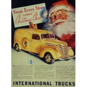 1939 Ad Vintage International Truck Christmas Santa   Original Print 