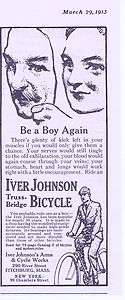 1913 VINTAGE AD   IVER JOHNSON BICYCLE TRUSS BRIDGE 3 29  