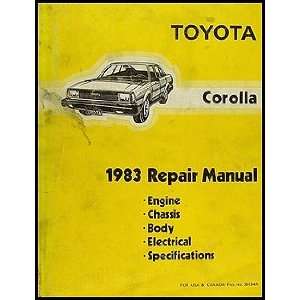  1983 Toyota Corolla Repair Shop Manual Original: Books