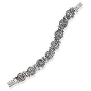  Sterling Silver 7.75 Inch Mayan Calendar Bracelet: West 