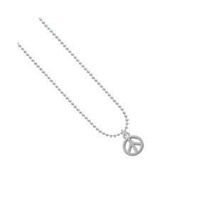  Silver Peace Sign Silver Tone Plated Ball Chain Charm Necklace 
