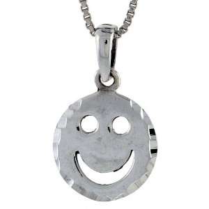  Sterling Silver Smiley Face Pendant, 9/16 in. (14mm) tall 
