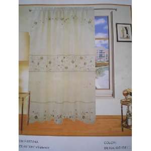 Embroidery based waved valance windows curtain panel:  Home 