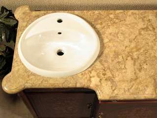 Italian Mahogany Walnut 2 Sink Bathroom Vanity w Marble  