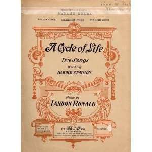  Vintage Sheet Music A CYCLE OF LIFE FIVE SONGS, NO. 2 