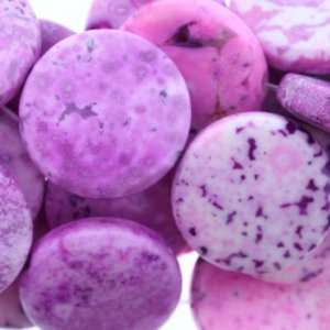  Dyed Purple Coral Agate  Coin Plain   20mm Height, 20mm 