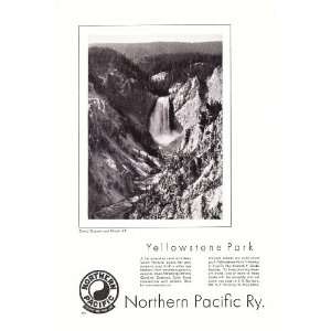   Yellowstone Park Great Fall Vintage Travel Print Ad 