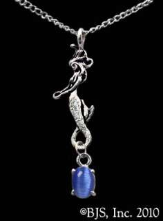 Silver Mermaid Necklace with Gemstone, Mermaid Jewelry, Made in USA 