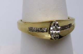 10k YG Ring Marquise & Round Cut Diamonds Filligree WOW  