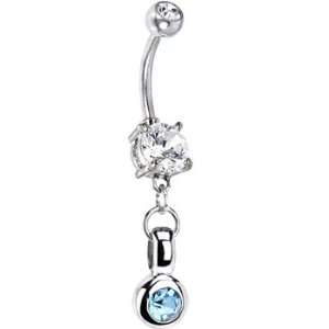    Handcrafted Sterling Silver Aqua Circle Belly Ring: Jewelry