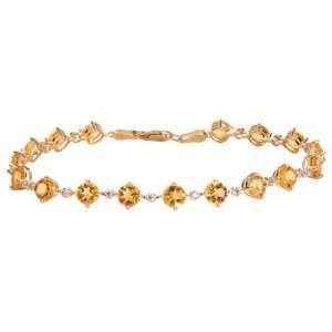   : 14k Yellow Gold Citrine and Diamond Tennis Bracelet, 7.25 Jewelry