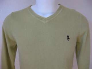   by Ralph Lauren Sage Green 100% Cashmere V Neck Sweater BOYS XL  