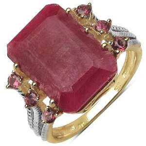   Gold Plated 6.90 ct. t.w. Ruby and Rhodolite Ring in Sterling Silver