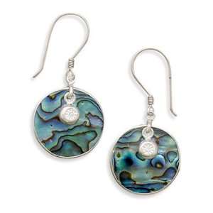  Paua Shell with Charm French Wire Earrings Jewelry