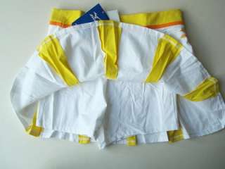NWT MIZUNO Womens Tennis Skirt shorts White/Yellow L 28 30  