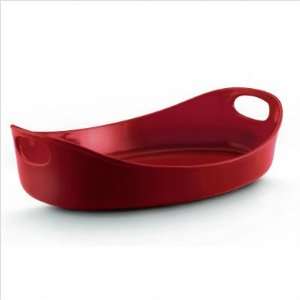 : Rachael Ray Stoneware 3 Quart Large Oval Bubble & Brown Baker, Red 