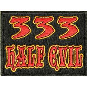  333 Half Evil Patch, 3.5x2.5 inch, small embroidered iron 