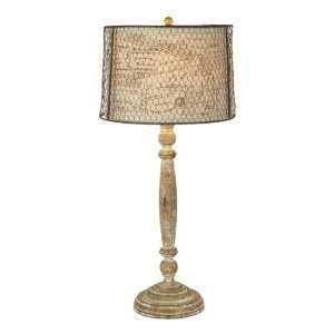  Pair Carson French Country Chicken Wire Linen Shade Lamp 