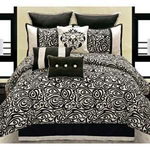  Carrington 10 Piece Black and White Comforter Set