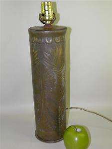 TRENCH ART WWII SHELL 105MM EMBOSSED ART NOUVEAU LAMP  